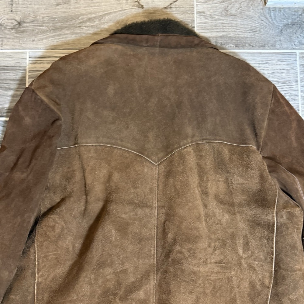 Vintage Pioneer Wear Men's Suede Leather Western Jacket Coat Lined 46 Retro - Picture 14 of 16
